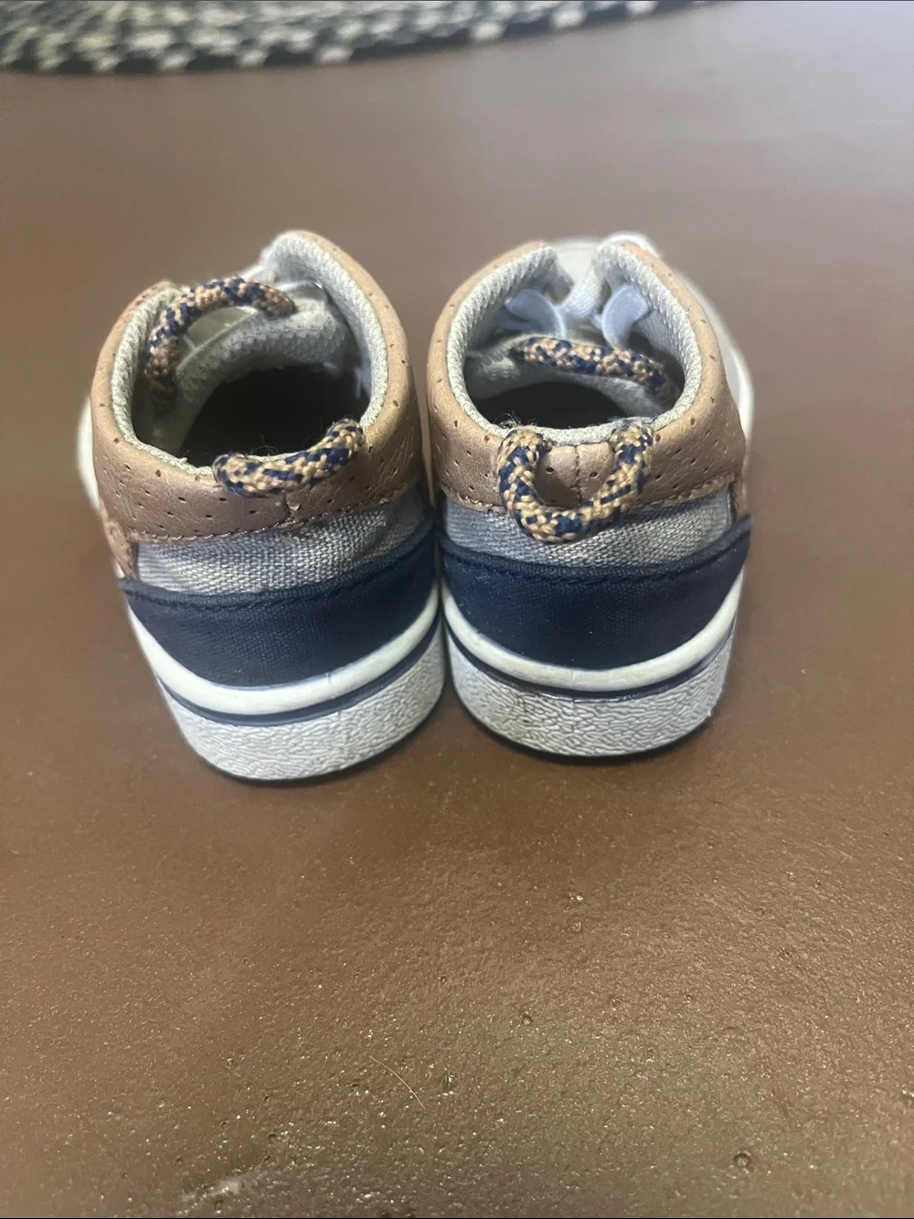 Baby/Toddler OshKosh Canvas Sneakers in Tan with Brown/Navy Accents
